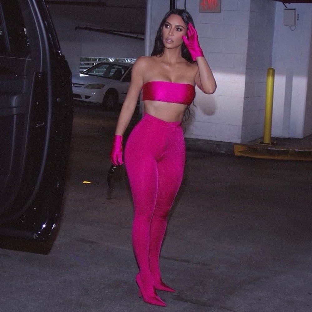 Neon Pink Bandeau Top and Gloves Set